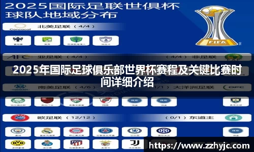 2025年国际足球俱乐部世界杯赛程及关键比赛时间详细介绍